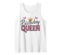Birthday Queen Rosa Animale Stampa Leopardo Farfalla Corona Canotta