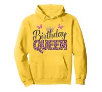 Birthday Queen Rosa Animale Stampa Leopardo Farfalla Corona Felpa con Cappuccio