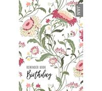 Birthday Reminder Book: A5 Medium Notebook for Recording Birthdays and Anniversaries | Monthly Index | Folk Style Wildflower Design White