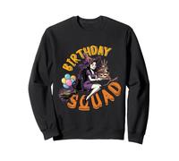 Birthday Squad Buon Compleanno Strega e Gatto Carino Halloween Felpa