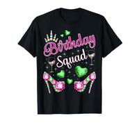 Birthday Squad Cuori Tacchi Alti Diva Squad Rosa & Verde Maglietta