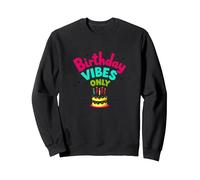 Birthday Vibes Only Festive Cake Celebration, Birthday Girl Felpa, Unisex per Adulti, Nero, S