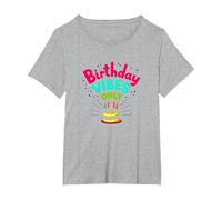Birthday Vibes Only Festive Cake Celebration, Birthday Girl Maglietta, Donna Plus-Size, Grigio Melange, 1X