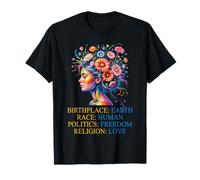 Birthplace Earth Human Love Design Slogan Persone Politica Maglietta