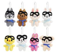 BirthZan Boy Band Coreana Portachiavi di Peluche, Boy Band Coreana Ciondolo in Morbido Peluche, 8 pezzi Aviatore Portachiavi Indossare Occhiali da Sole, Regalo di Compleanno per Bambini e Fan