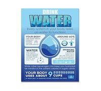 BIRXPMOS Drink More Water Poster - Fun Hydration Reminder and Colorful Print for Classrooms, Kitchens and Wellness Spaces(Framed,08x12inch(20x30cm))