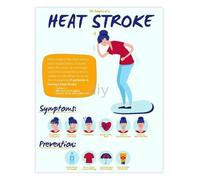 BIRXPMOS Heat Stroke Guide Symptoms and Prevention Educational Poster for School Summer Camp Activities(Unframed,08x12inch(20x30cm))