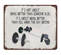 BIRXPMOS It’s Not About Being Better Than Someone Else Motivational Metal Tin Sign Inspirational Fitness Art for Gym Workout Room (8 X 12 in)