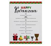 BIRXPMOS Kwanzaa Holiday Decor Poster Understanding the 7 Core Principles and Their Significance Wall-Art(Framed,08x12inch(20x30cm))