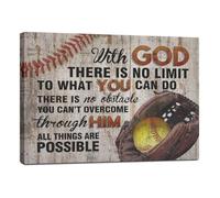 BIRXPMOS Religious Softball, Inspirational Sports Wall-Art with Bible Quotes, Faith Canvas Print for Playroom, Gym, Boys Bedroom, and Farmhouse Club Decor(Unframed,08x12inch(20x30cm))