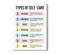 BIRXPMOS Self Care Mental Health Wall Art - Inspirational Canvas Print with Positive Affirmations for Therapy Office, School Counselor, Nursery & Home Decor(Framed,12x18inch(30x45cm))