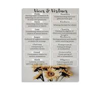 BIRXPMOS The 7 Deadly Sins and 7 Heavenly Virtues Contrast Poster Canvas Wall-Art for Study Library Decor(Framed,08x12inch(20x30cm))