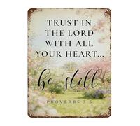 BIRXPMOS Vintage Spring Garden Floral Metal Tin Sign with Proverbs 3 5 Rustic Wall-Art for Home Decor 8 X 12 inch