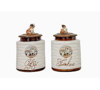 Bis Barattoli Da Cucina Caffè e Zucchero In Ceramica Con Pulcinella