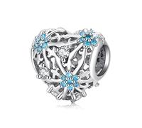 BISAER Ciondoli in argento Sterling 925 per braccialetti a forma di gatto, cane, bradipo, animali, farfalle, fate, cuori, Nomal, Argento sterling Strass, Zirconia cubica