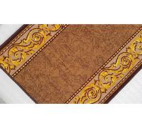 Bisanzio (greka Floreale), passatoia al Metro in Stile Classico - Marrone con rifinitura a Filo Artigianale - 67x450cm