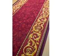 Bisanzio (greka Floreale), passatoia al Metro in Stile Classico - Rossa con rifinitura a Filo Artigianale - 67x325cm