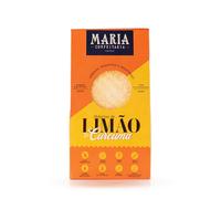 Biscotti al limone e zafferano, senza glutine, Maria Confeitária, confezione da 125 g, prodotti artigianalmente, ideali da accompagnare al tè, prodotto gourmet di origine portoghese.