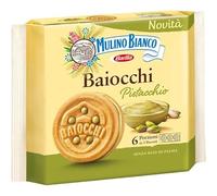 Biscotti Baiocchi al Pistacchio, Biscotti con Pistacchio e Pastafrolla Ideali per Colazione o Merenda, Senza Olio di Palma 168 gr [ CONFEZIONE da 6 ]