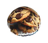 Biscotti Cibo Cioccolato Gocce Biscotti Stampa Cuffie da a riutilizzabili per donne, Cuffia DoubleHair, Cuffia per capelli per adulti per tutti i capelli