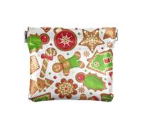 Biscotti di Natale in pelle PU piccola moneta comoda tasca borsa trucco borsa per donne ragazze, Biscotti di Natale, 4.33"(L) x 3.74"(W) x 0.39"(H), classico