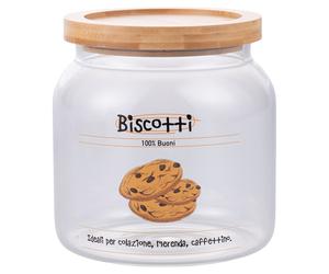 Biscottiera 1,9L in vetro borosilicato, coperchio in bambù, SìChef
