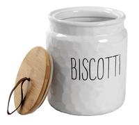 BISCOTTIERA CONTENITORE BISCOTTI BARATTOLO CERAMICA TAPPO LEGNO ERMETICO H 18 cm