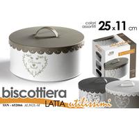 BISCOTTIERA CUORE SCATOLA BISCOTTI CONTENITORE BARATTOLO LATTA ASSORTITI 25X11CM