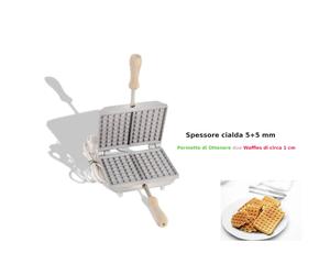 Biscottiera elettrica Rettangolare per Ferratella Abruzzesi due Waffles da i cm Dimensioni 20x19x h 11 cm 600 Watt 3,0 kg Spessore cialda mm 5.0 cromo