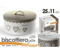 BISCOTTIERA SCATOLA CONTENITORE BISCOTTI BARATTOLO LATTA CUORE CUORI 2511 cm