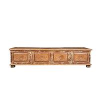 Biscottini Antica cassapanca Legno massello 200x56x45 cm | Baule Vintage con intarsi | Cassapanca Contenitore da Interno