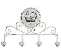 Biscottini Appendiabiti da parete 37x25x6 cm | Attaccapanni da muro in ferro | 4 ganci appendiabiti shabby chic | Appendiabiti ingresso