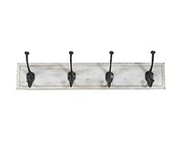 Biscottini Appendiabiti da Parete 60x12x16 cm | Attaccapanni da Muro in Legno | Appendiabiti Bianco 4 Ganci in Ferro | Appendiabiti Ingresso
