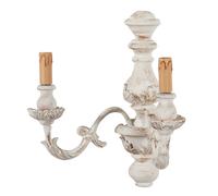 Biscottini Applique Lampada da Parete Shabby Chic Biscottini 2 Luci Legno Ferro 37x20x37