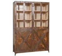 Biscottini Armadio in ferro 140x41x200 cm - Arredamento industriale con finitura anticata - Credenza alta da cucina e soggiorno - Libreria con ante