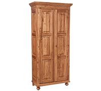 Biscottini Armadio in Legno massello Tiglio 211x101x51 cm - Armadio Rustico Legno 2 Ante - Armadio Shabby Chic - Armadio Camera da Letto