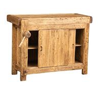 Biscottini Tavolo alto da lavoro 116x90x63 cm Made in Italy | Isola cucina piano lavoro legno massello | Bancone cucina | Piano lavoro cucina legno