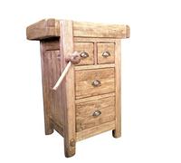Biscottini Banco Tavolo da lavoro Country in legno massello di tiglio finitura naturale anticata L 64 x PR 57 x H 82 cm Made in Italy, fedele riproduzione di un antico ed originale Banco da Falegname