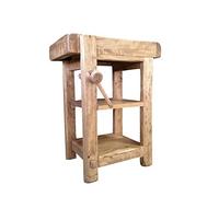 Biscottini Banco Tavolo da lavoro Country in legno massello di tiglio finitura naturale anticata L 64 x PR 57 x H 82 cm Made in Italy, fedele riproduzione di un antico ed originale Banco da Falegname