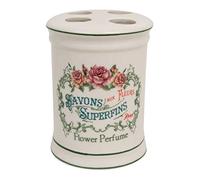 Biscottini Bicchiere per spazzolino da Denti Paris, per Il Bagno, Rotondo, Come Accessorio da Bagno in Porcellana,L8,5xPR8,5xH11,5 cm Colore: Bianco Antico