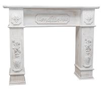 Biscottini Biscottini Cornice Camino Legno Bianca Anticata 121x28x96 Arredo Vintage Casa