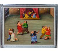 Biscottini Biscottini Quadro olio su tela dipinto a mano Danzatori Botero cornice foglia