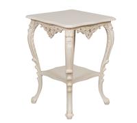 Biscottini Biscottini Tavolo Panchetto Legno Bianco Anticato 56x56x78 Arredo Casa Ufficio