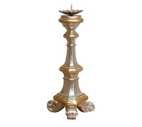 Biscottini candeliere Legno 40x19x19 cm - Portacandele Legno - Candelabro Argento Made in Italy - Candelabri Shabby - Portacandele da Tavolo