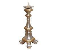 Biscottini candeliere legno L13,5XPR13,5XH29,5 cm - Portacandele legno - Candelabro argento Made in Italy - Candelabri Shabby - Portacandele da tavolo
