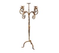 Biscottini Candeliere piantana in ferro battuto lavorato a mano finitura bianca anticata L49XPR49XH94 cm