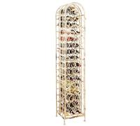 Biscottini Cantinetta porta bottiglie in ferro battuto bianco anticatoL37,5xPR37,5xH190,5 cm - Porta bottiglie di vino con finitura anticata - griglia per bottiglie