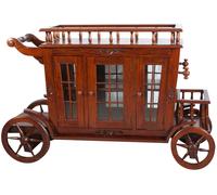 Biscottini Carrello bar in legno massello di mogano finitura noce 125x45x82 cm porta