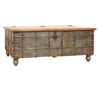 Biscottini Cassapanca antica originale in legno massello di teak intagliato