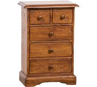 Biscottini Comodino Bianco Shabby 75x52x31 cm Made in Italy - Comodino Camera da Letto Country - Comodino Vintage 5 cassetti - Comodino Alto